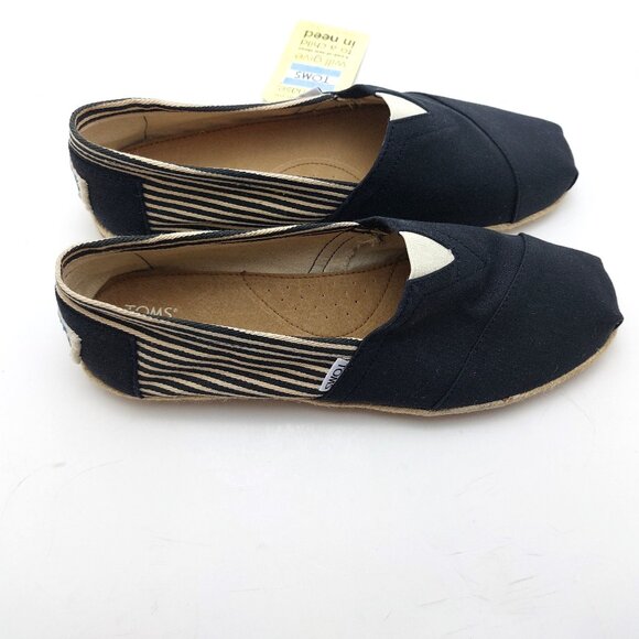 Toms Men's Classic University Navy Stripe Canvas Flat Slip on - Picture 3 of 10